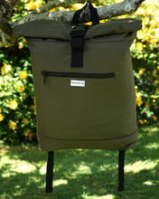 Load image into Gallery viewer, Recycled Rolled-Top Backpack - Military Green
