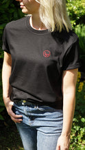 Load image into Gallery viewer, Unisex Organic T-shirt Black - Red Logo
