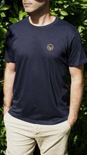 Load image into Gallery viewer, Unisex Organic T-shirt Navy - Gold Logo
