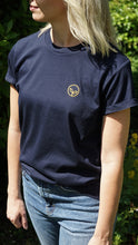 Load image into Gallery viewer, Unisex Organic T-shirt Navy - Gold Logo
