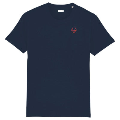 Unisex Organic T-Shirt Navy - Red Logo