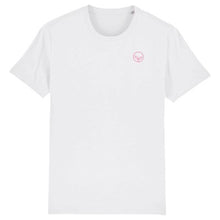 Load image into Gallery viewer, Unisex Organic T-shirt White - Pink Logo
